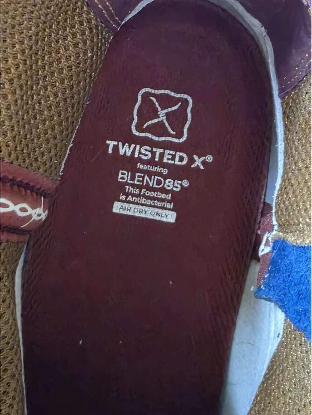 Twisted X 11' Tech X Saddle True Blue Brown Leather Zipper Boots Mens Size 12D